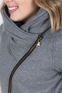 Quinn ZipUp Cowl in Charcoal