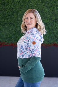 Hailey Pullover Hoodie in Winter Berry and Evergreen