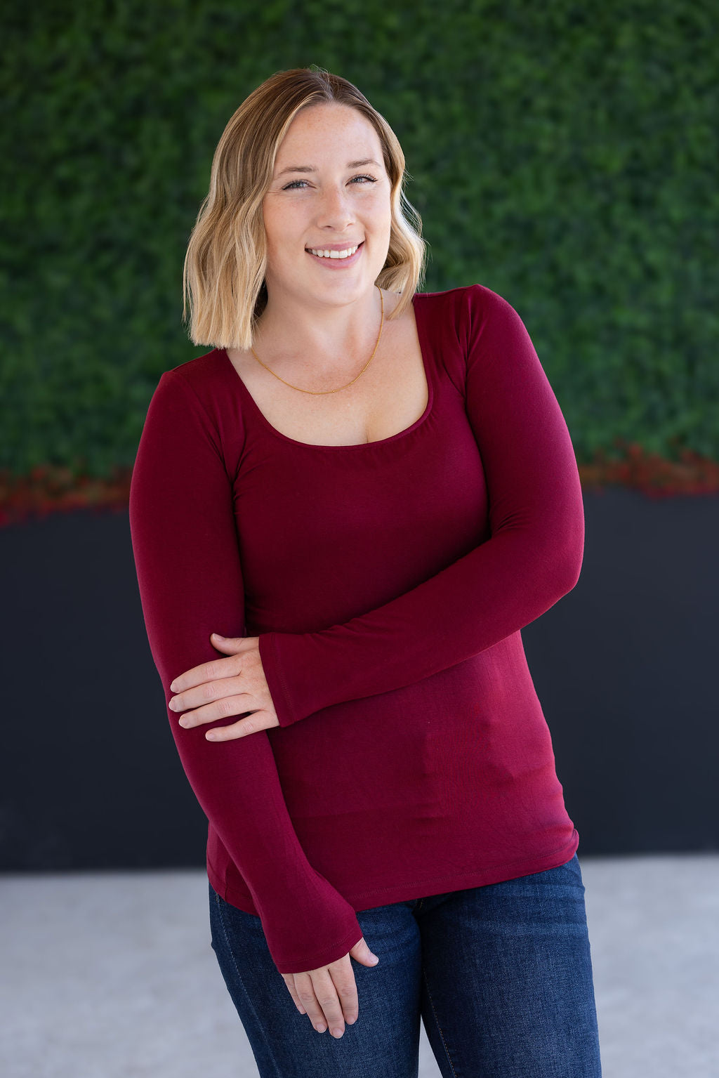 Alyssa Long Sleeve Top in Burgundy