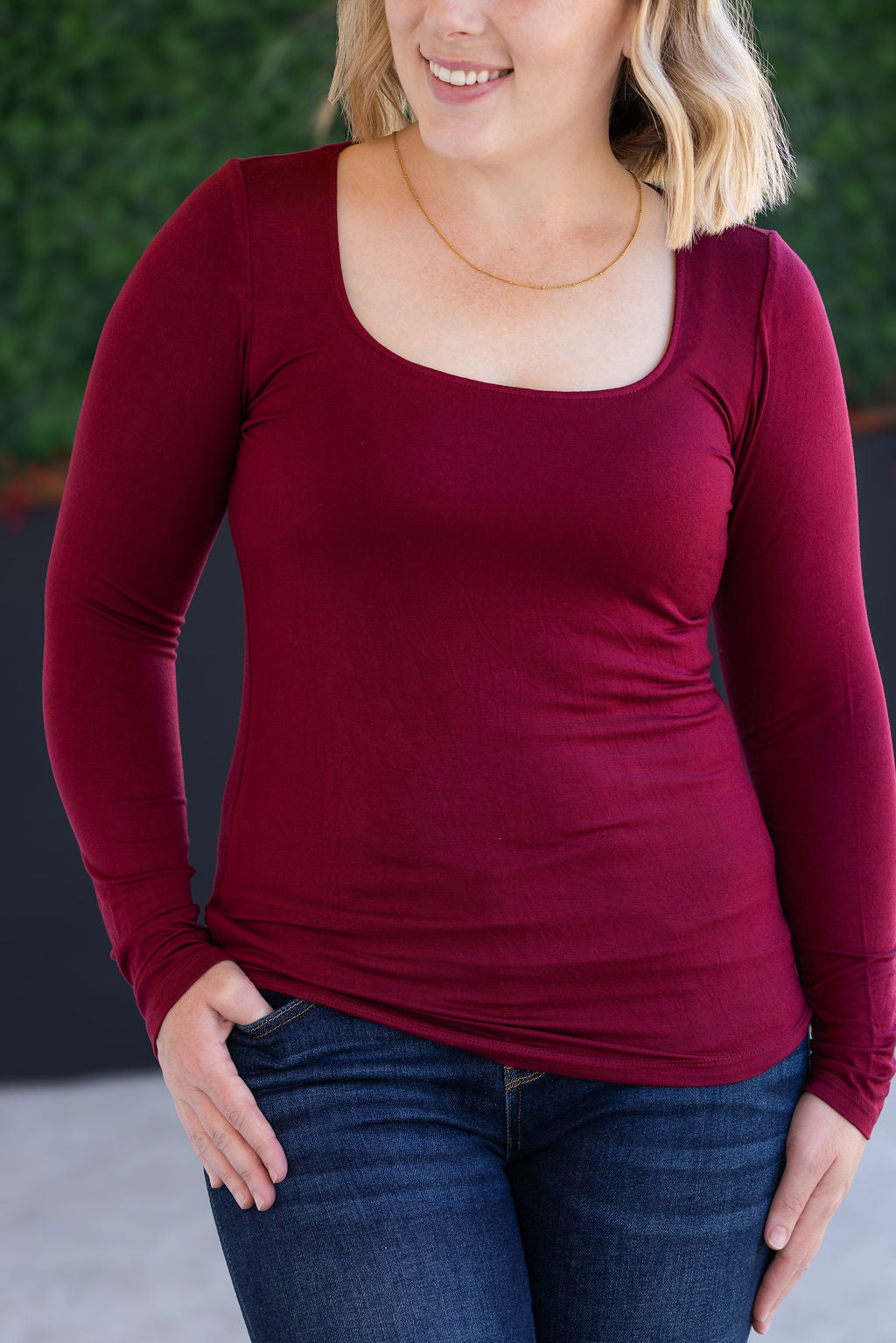 Alyssa Long Sleeve Top in Burgundy
