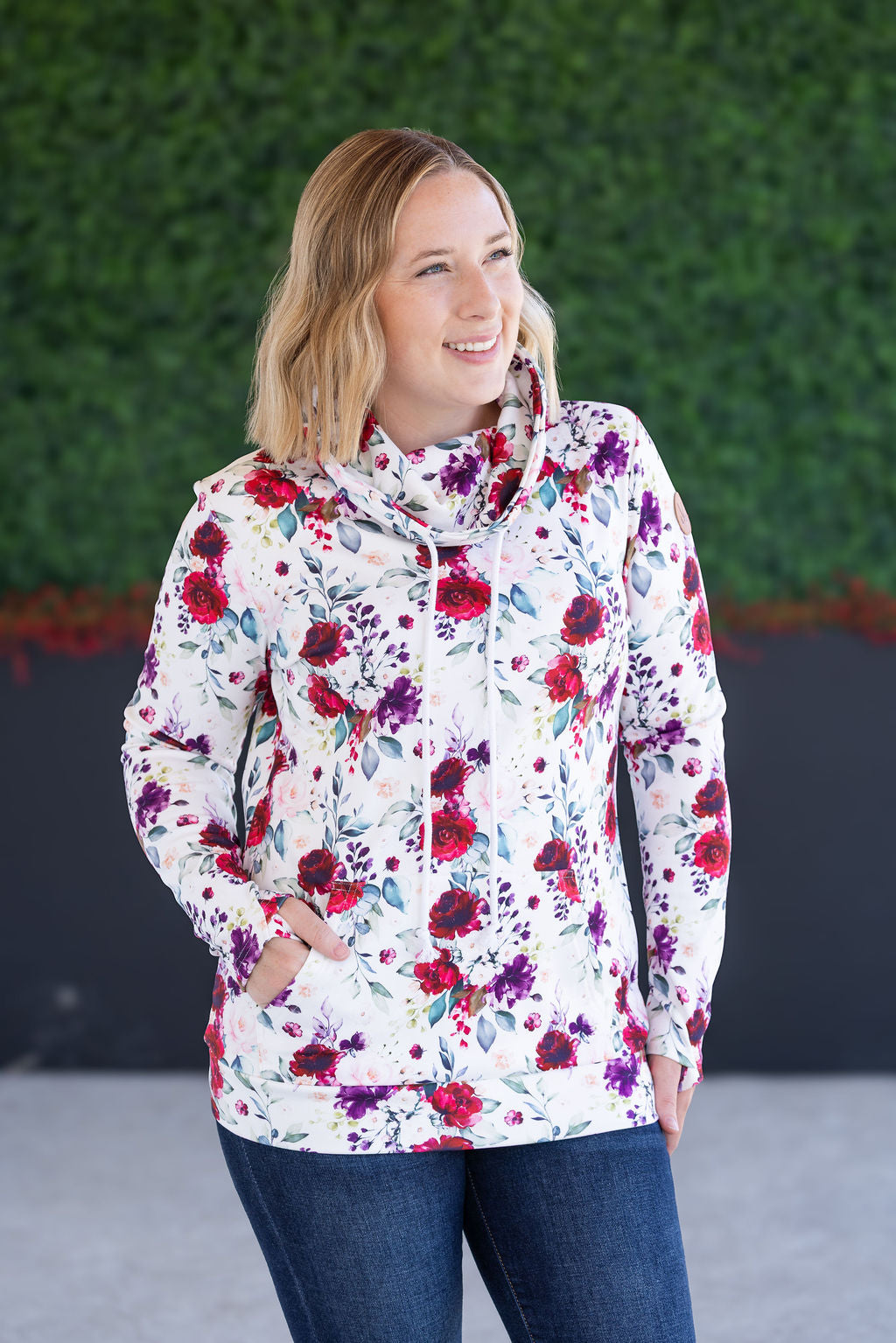 Soft Funnel Neck in Burgundy Bloom