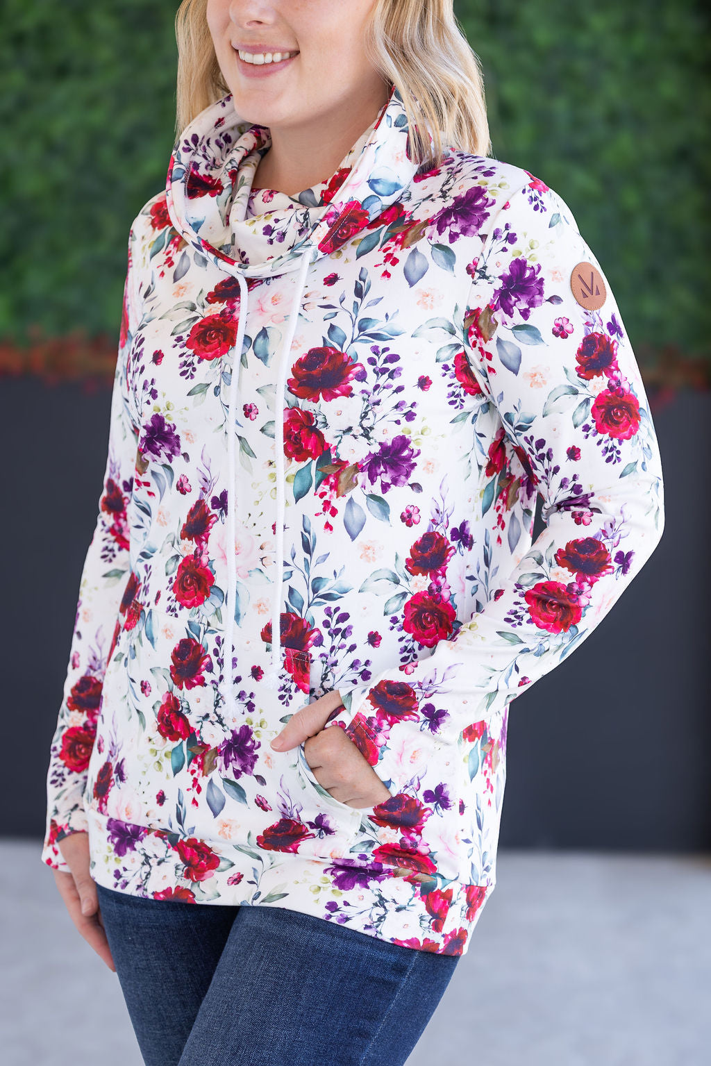 Soft Funnel Neck in Burgundy Bloom
