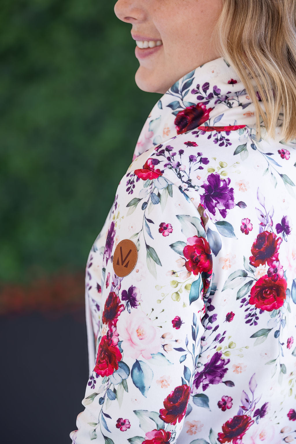 Soft Funnel Neck in Burgundy Bloom