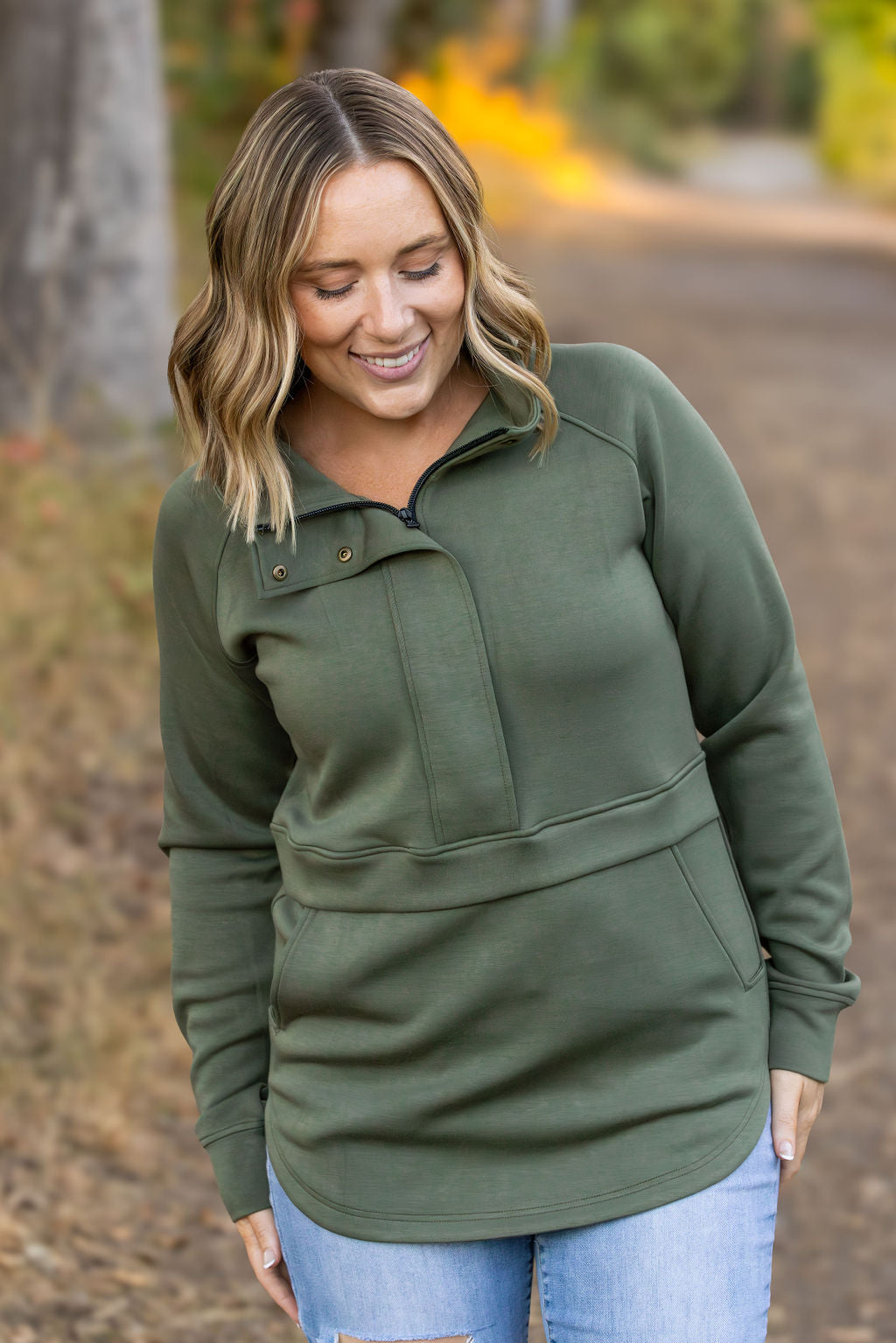 Mia Scuba Halfzip in Olive
