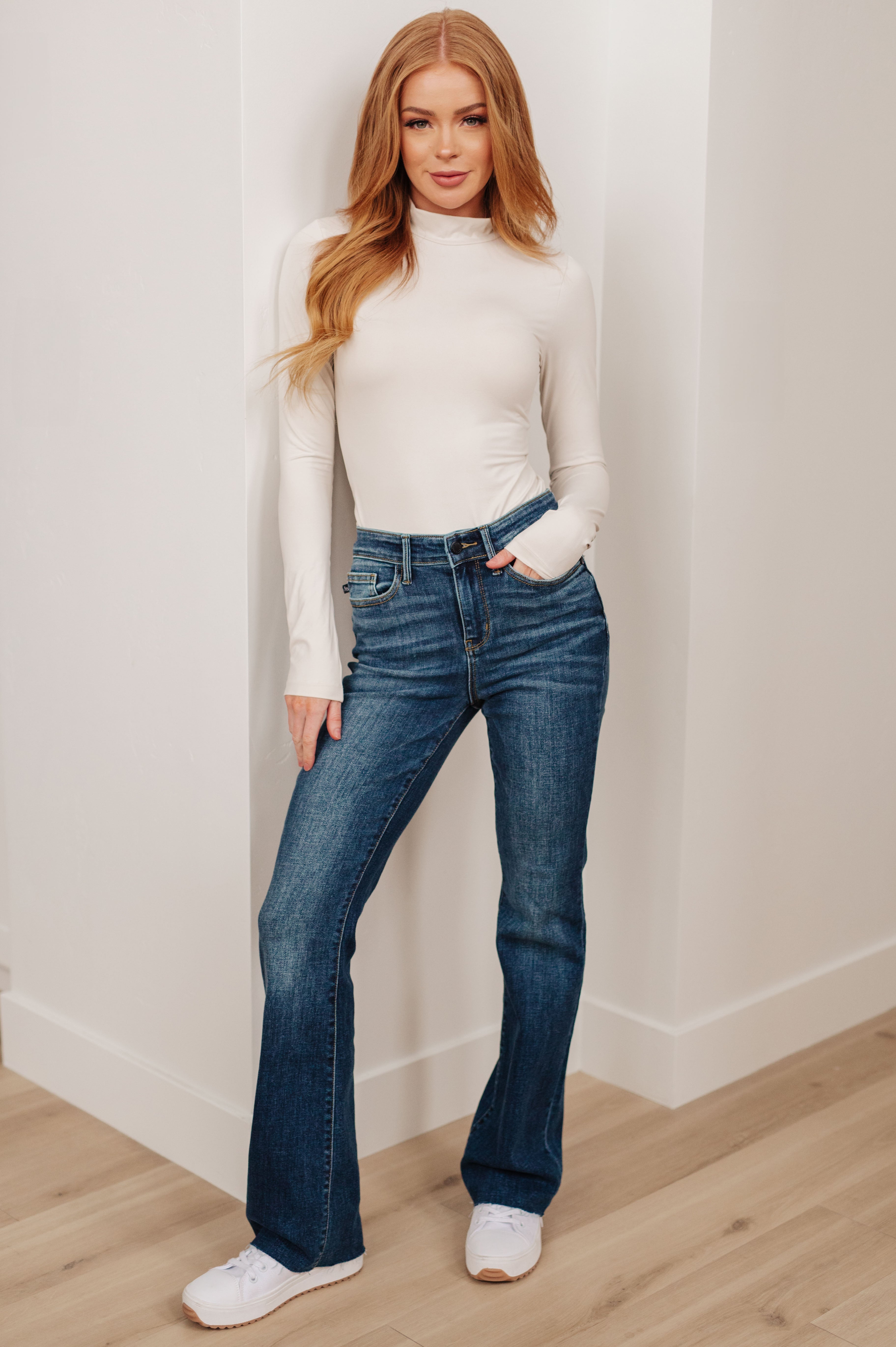 Josephine Mid Rise Raw Hem Bootcut Jeans – Boutique 1780 Josephine Mid Rise Raw Hem Bootcut Jeans – Boutique 1780