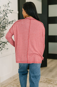 Mellow Mood Heathered Pullover in Red