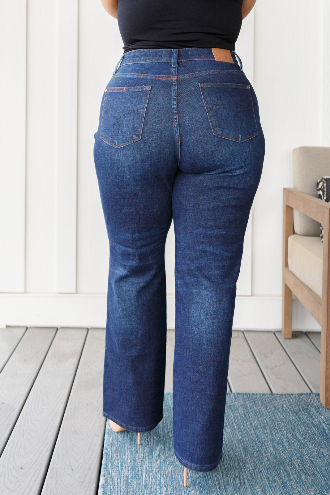 High Rise Button-Fly Straight Jeans by Judy Blue