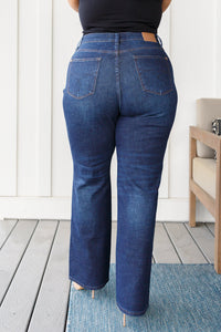 High Rise Button-Fly Straight Jeans by Judy Blue