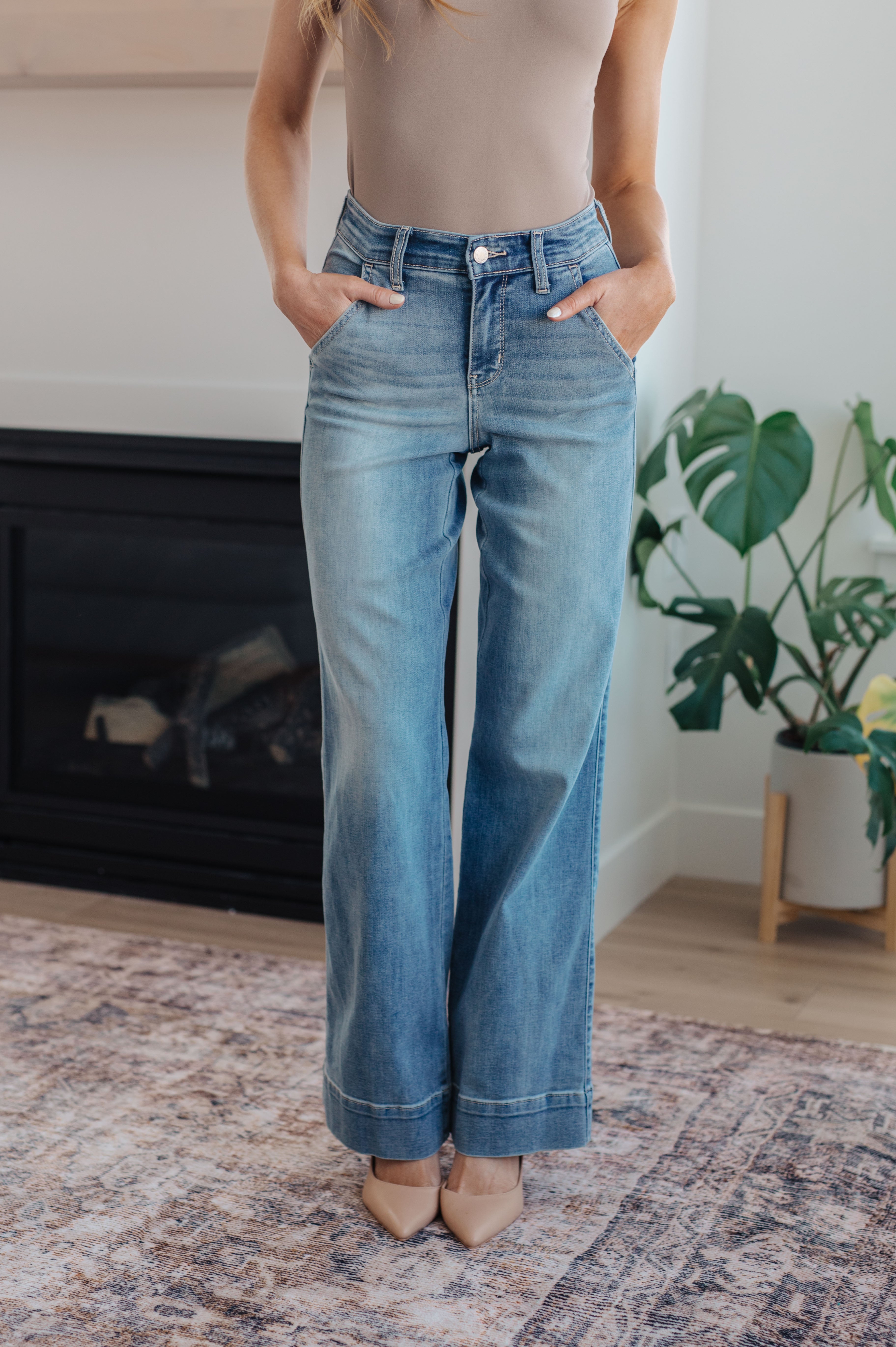 Mid Rise Wide Leg Jeans by Judy Blue