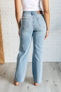 Judy Blue High Rise Rigid Magic Destroyed Straight Jeans