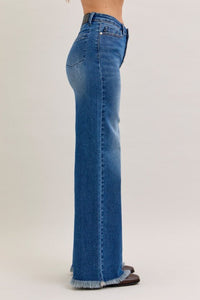 High Waist Column Straight Button-Fly & Back Welt Pkts