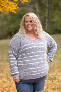 Cozy Striped Sweater in Heathered Black