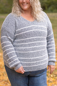 Cozy Striped Sweater in Heathered Black