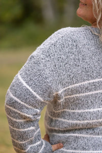 Cozy Striped Sweater in Heathered Black