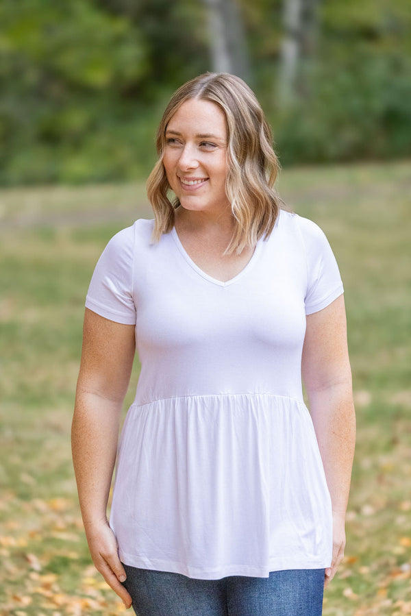 Sarah Ruffle Short Sleeve in White