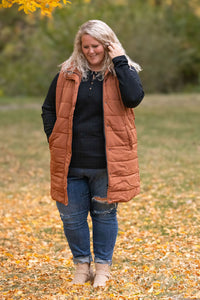 Harlow Long Vest in Cinnamon