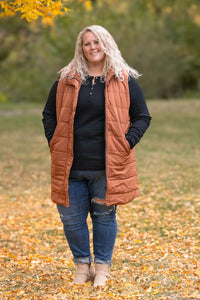 Harlow Long Vest in Cinnamon