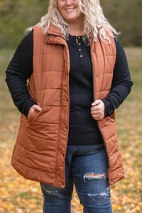 Harlow Long Vest in Cinnamon