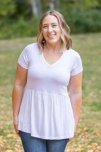 Sarah Ruffle Short Sleeve in White