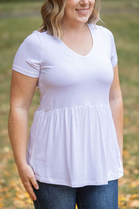 Sarah Ruffle Short Sleeve in White