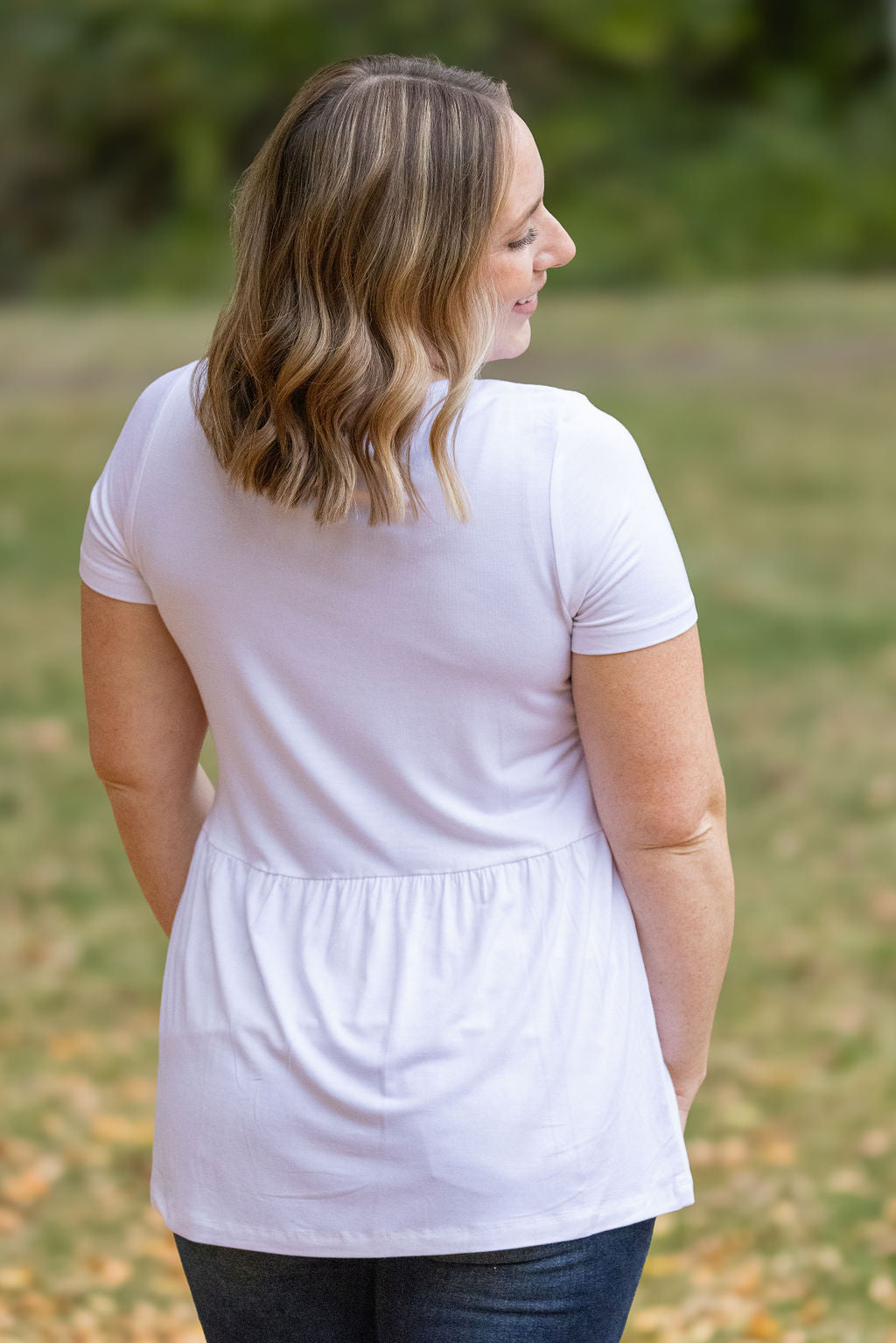 Sarah Ruffle Short Sleeve in White