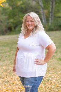 Sarah Ruffle Short Sleeve in White