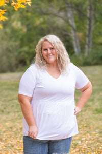 Sarah Ruffle Short Sleeve in White