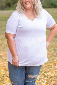 Sarah Ruffle Short Sleeve in White
