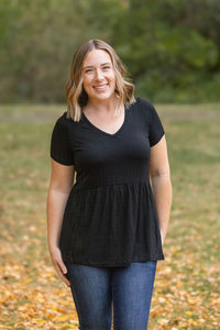 Sarah Ruffle Short Sleeve in Black