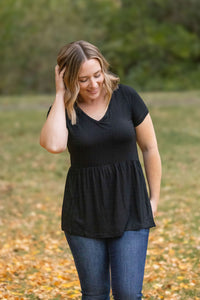 Sarah Ruffle Short Sleeve in Black