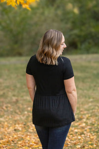 Sarah Ruffle Short Sleeve in Black