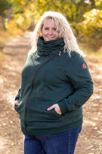 Quinn Zip Up Cowl in Evergreen
