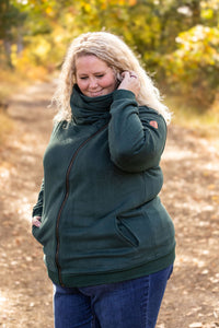 Quinn Zip Up Cowl in Evergreen