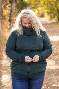 Quinn Zip Up Cowl in Evergreen