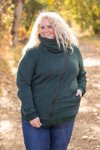 Quinn Zip Up Cowl in Evergreen
