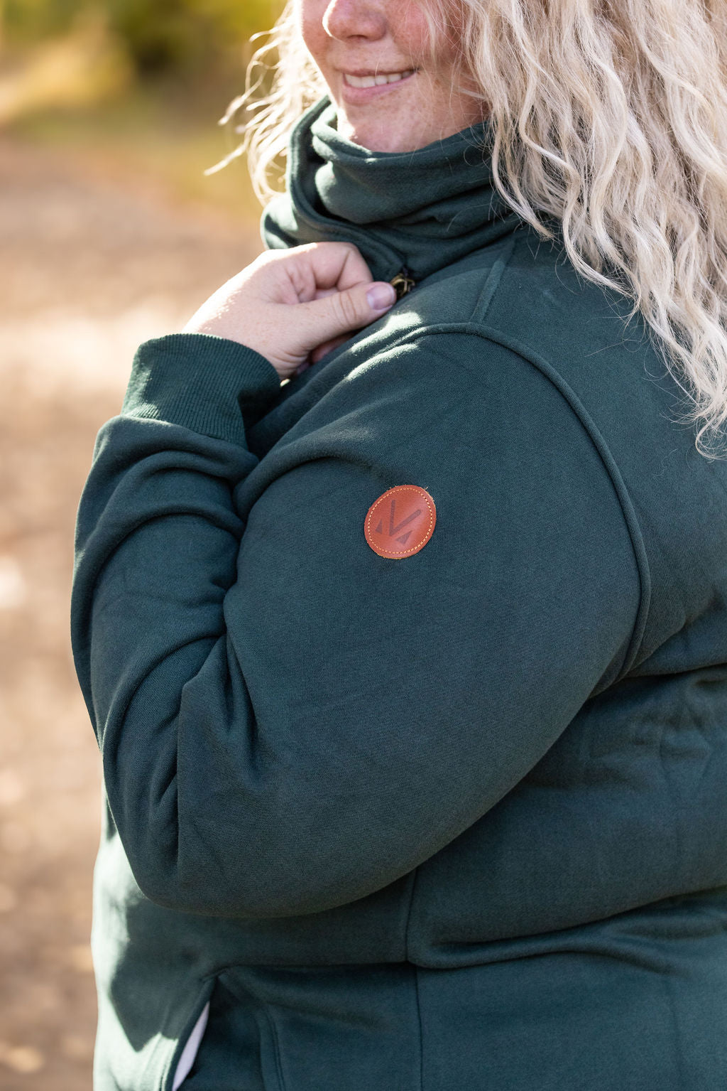 Quinn Zip Up Cowl in Evergreen