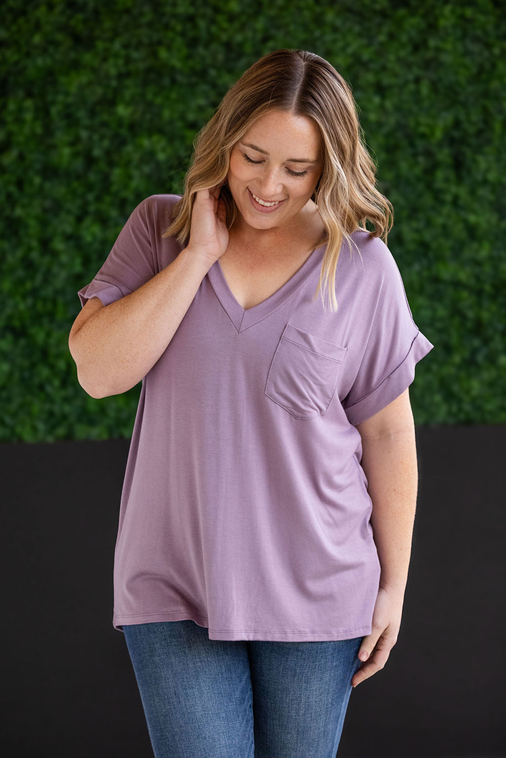 Sierra Pocket Top in Dusty Purple