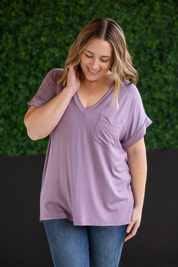 Sierra Pocket Top in Dusty Purple
