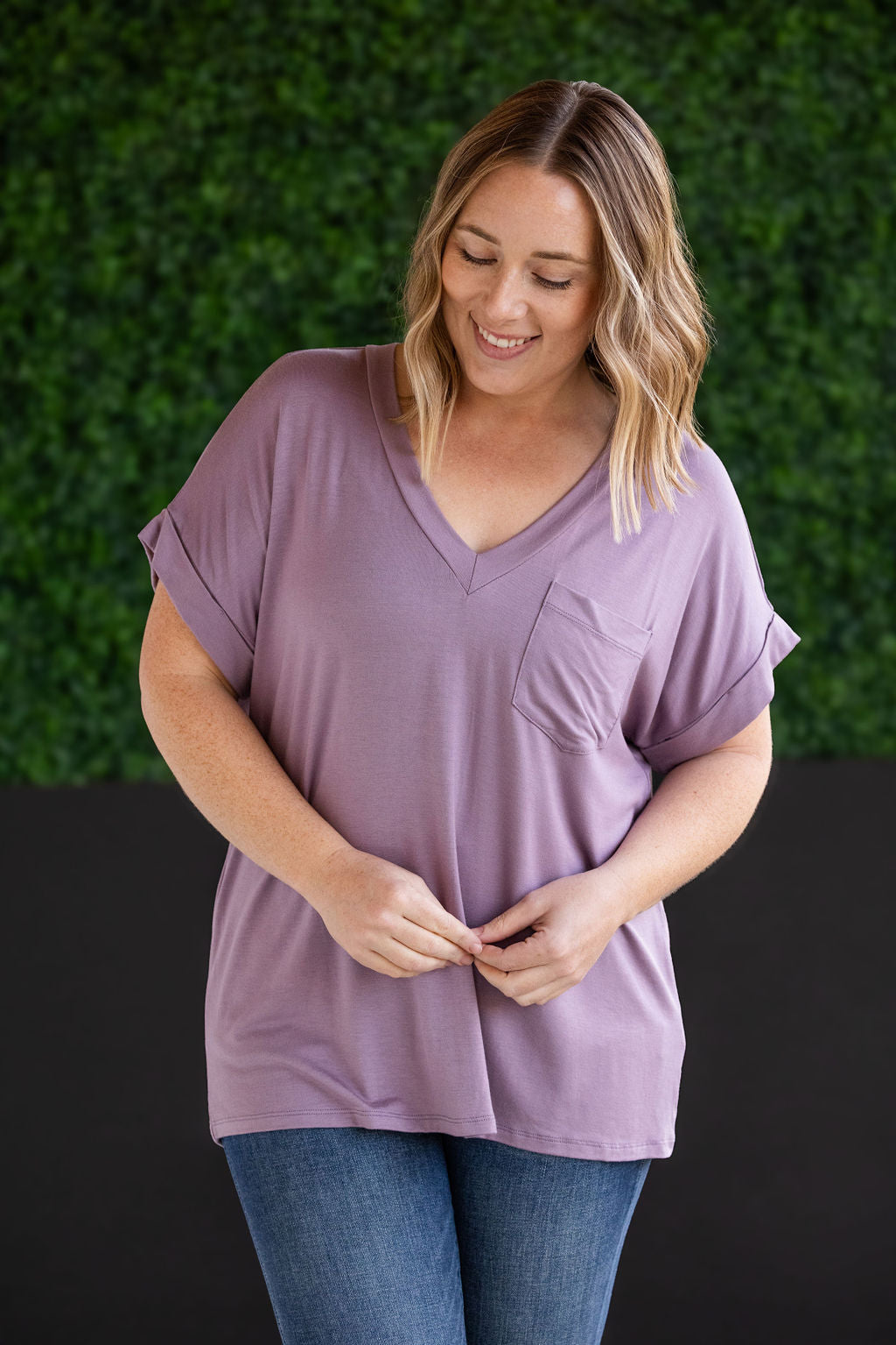 Sierra Pocket Top in Dusty Purple
