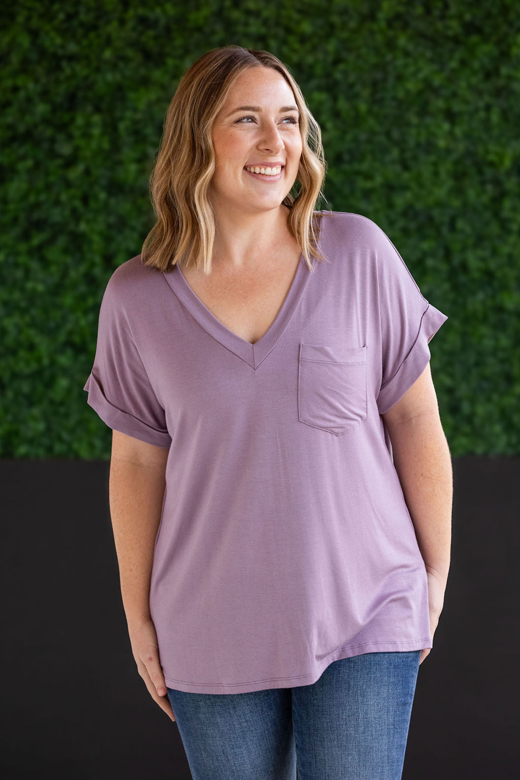 Sierra Pocket Top in Dusty Purple