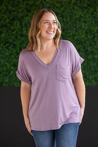 Sierra Pocket Top in Dusty Purple