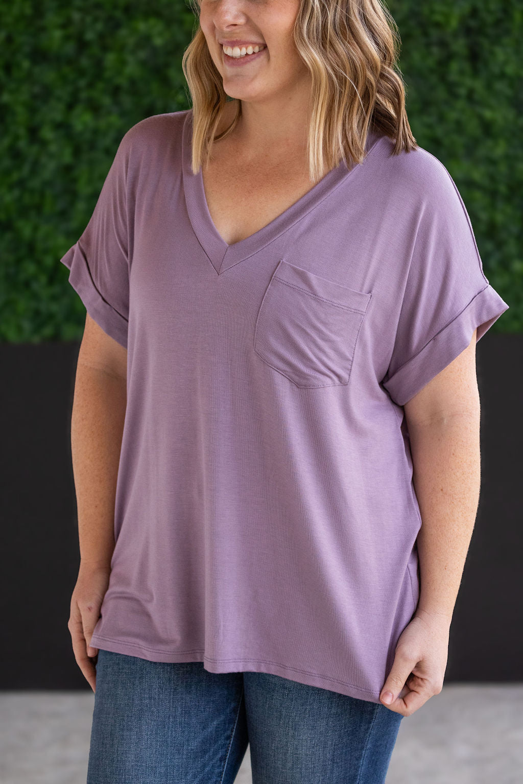 Sierra Pocket Top in Dusty Purple