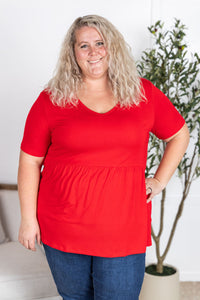 Sarah Ruffle Short Sleeve in Red