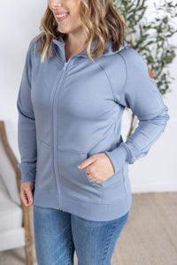 Scuba Full Zip Hoodie in Dusty Blue