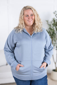 Scuba Full Zip Hoodie in Dusty Blue
