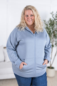 Scuba Full Zip Hoodie in Dusty Blue
