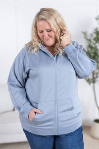 Scuba Full Zip Hoodie in Dusty Blue