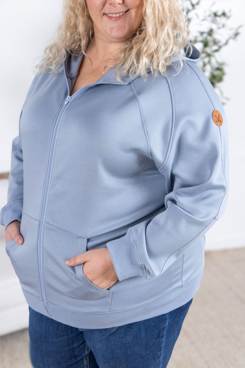 Scuba Full Zip Hoodie in Dusty Blue