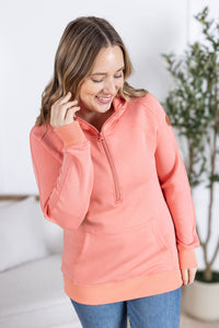Scuba Half Zip Hoodie in Coral
