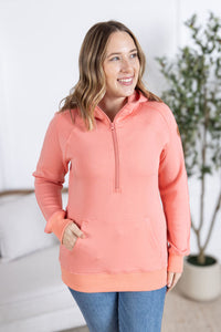 Scuba Half Zip Hoodie in Coral